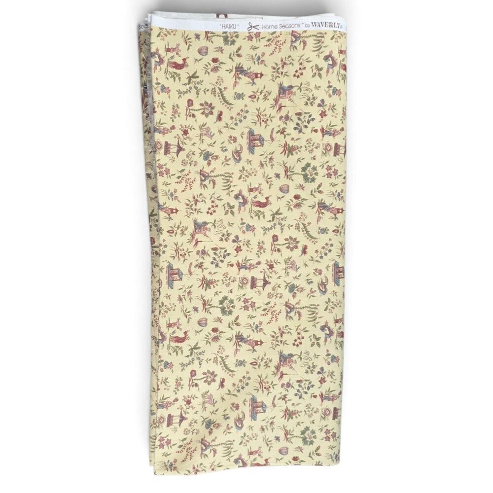Vintage Waverly Haiku Chinoiserie Decorator Fabric — 4.5 Continuous Yards